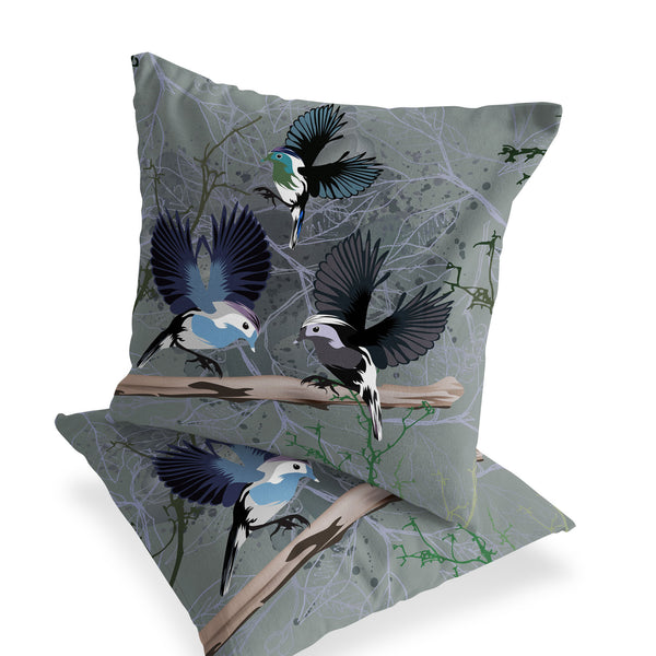 Homeroots Set Of Two 16" X 16" Off White Bird Blown Seam Indoor Outdoor Throw Pillow  Polyester 535807