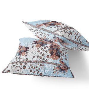 Homeroots Set Of Two 16" X 16" Brown Peacock Blown Seam Indoor Outdoor Throw Pillow  Polyester 535808