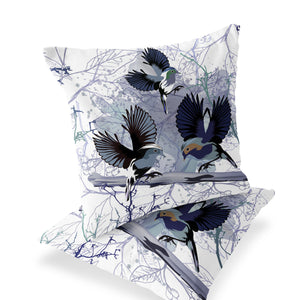 Homeroots Set Of Two 16" X 16" Black Bird Blown Seam Indoor Outdoor Throw Pillow  Polyester 535810