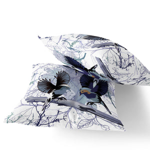 Homeroots Set Of Two 16" X 16" Black Bird Blown Seam Indoor Outdoor Throw Pillow  Polyester 535810