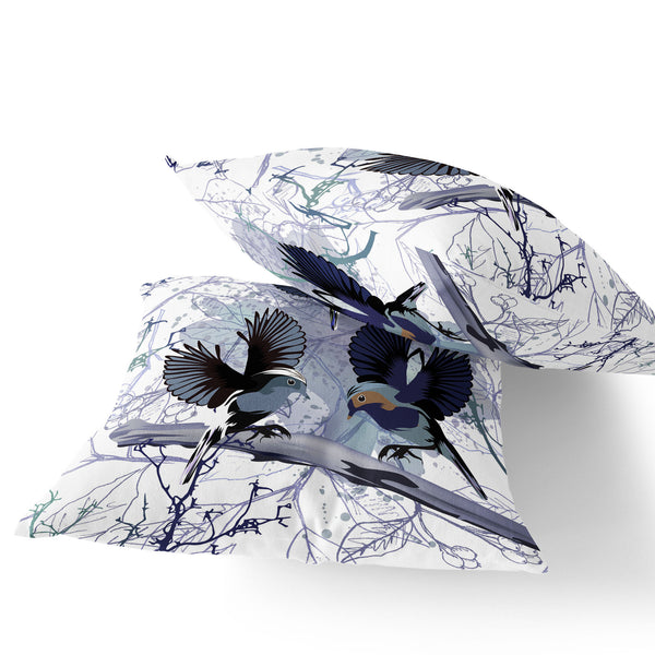 Homeroots Set Of Two 16" X 16" Black Bird Blown Seam Indoor Outdoor Throw Pillow  Polyester 535810