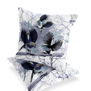 Homeroots Set Of Two 16" X 16" Black Bird Blown Seam Indoor Outdoor Throw Pillow  Polyester 535810