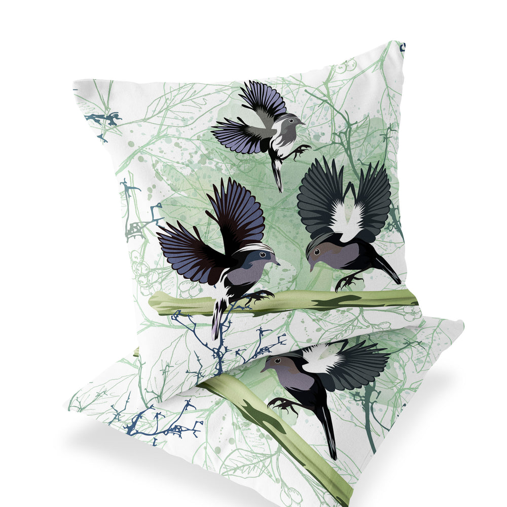Homeroots Set Of Two 16" X 16" Off White Bird Blown Seam Indoor Outdoor Throw Pillow  Polyester 535811