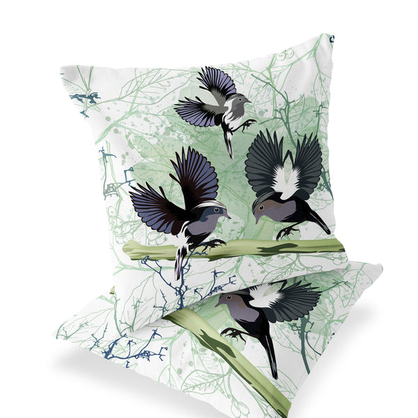 Homeroots Set Of Two 16" X 16" Off White Bird Blown Seam Indoor Outdoor Throw Pillow  Polyester 535811