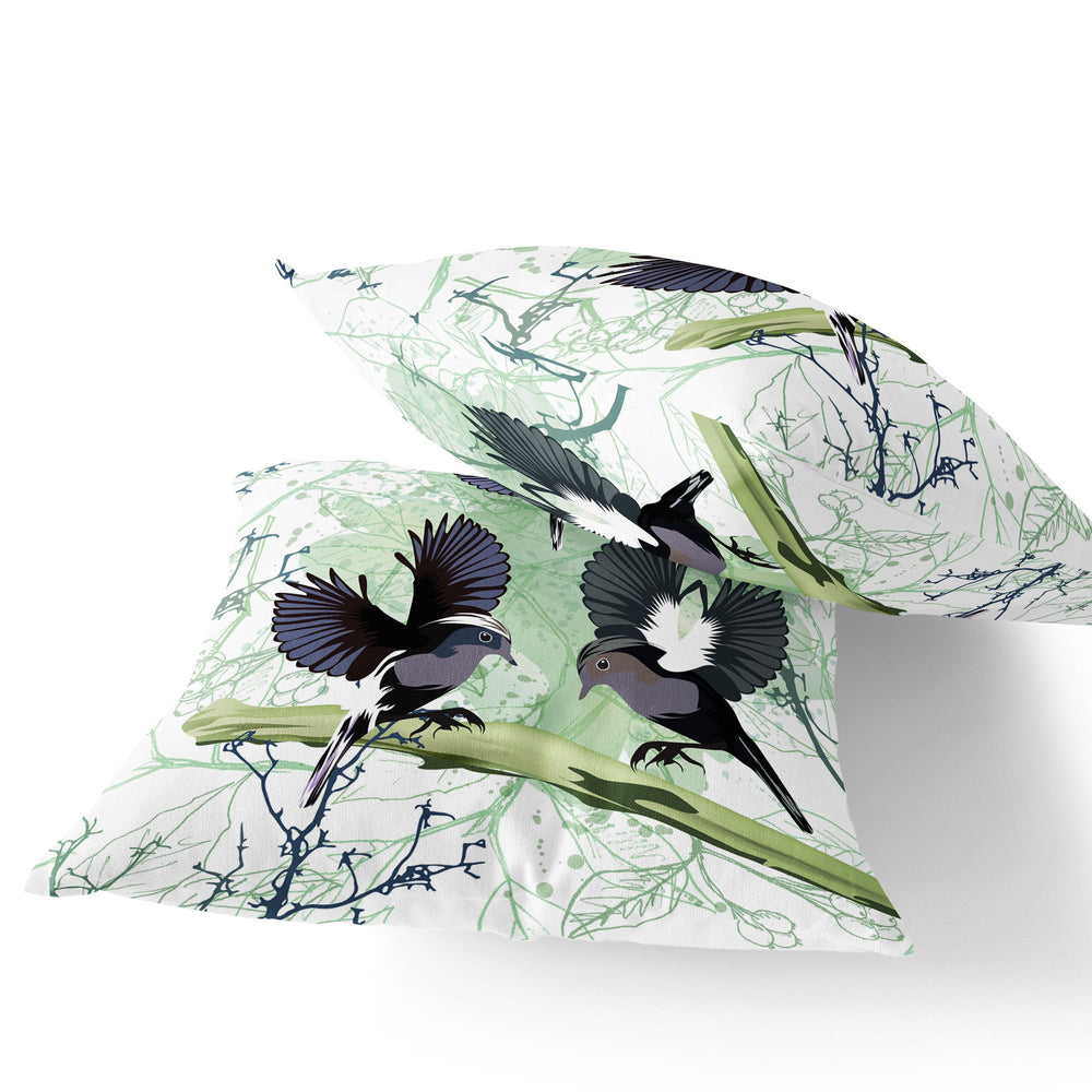 Homeroots Set Of Two 16" X 16" Off White Bird Blown Seam Indoor Outdoor Throw Pillow  Polyester 535811