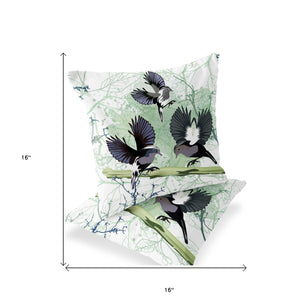 Homeroots Set Of Two 16" X 16" Off White Bird Blown Seam Indoor Outdoor Throw Pillow  Polyester 535811