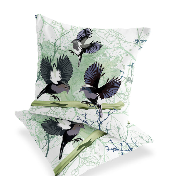 Homeroots Set Of Two 16" X 16" Off White Bird Blown Seam Indoor Outdoor Throw Pillow  Polyester 535811