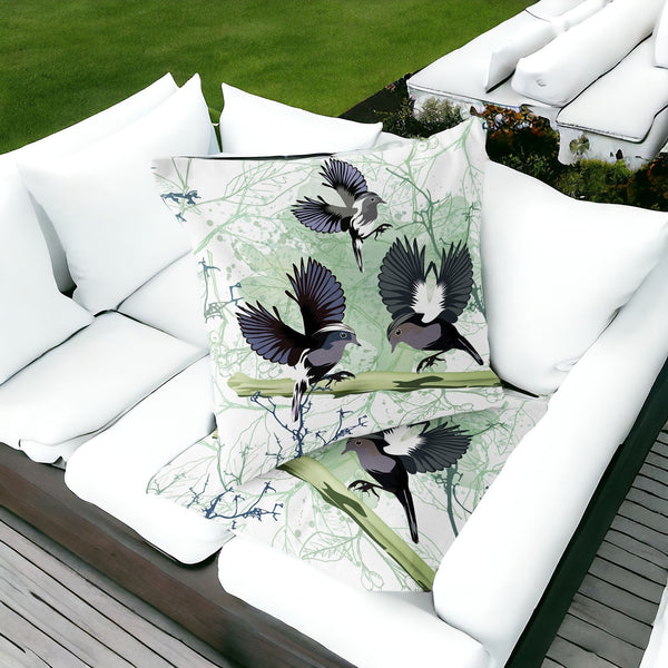 Homeroots Set Of Two 16" X 16" Off White Bird Blown Seam Indoor Outdoor Throw Pillow  Polyester 535811