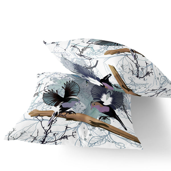 Homeroots Set Of Two 16" X 16" White Bird Blown Seam Indoor Outdoor Throw Pillow  Polyester 535812