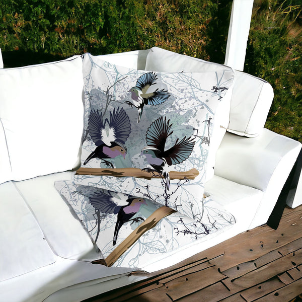 Homeroots Set Of Two 16" X 16" White Bird Blown Seam Indoor Outdoor Throw Pillow  Polyester 535812