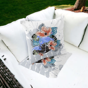 Homeroots Set Of Two 16" X 16" Gray Flamingo Blown Seam Indoor Outdoor Throw Pillow  Polyester 535815