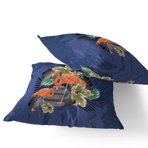 Homeroots Set Of Two 16" X 16" Green Flamingo Blown Seam Indoor Outdoor Throw Pillow  Polyester 535816