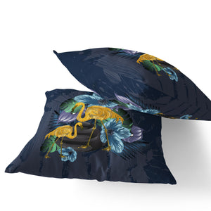 Homeroots Set Of Two 16" X 16" Blue Flamingo Blown Seam Indoor Outdoor Throw Pillow  Polyester 535817