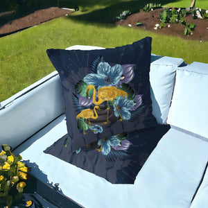 Homeroots Set Of Two 16" X 16" Blue Flamingo Blown Seam Indoor Outdoor Throw Pillow  Polyester 535817