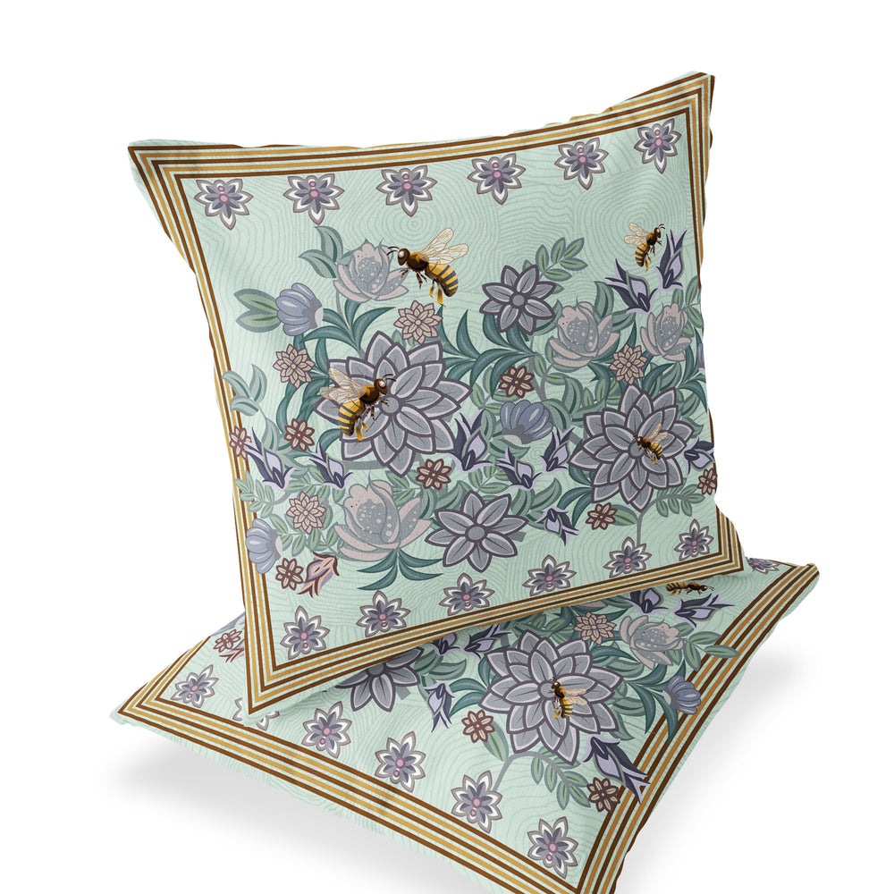 Homeroots Set Of Two 16" Green Bee Does Not Apply Indoor Outdoor Throw  Polyester 535818