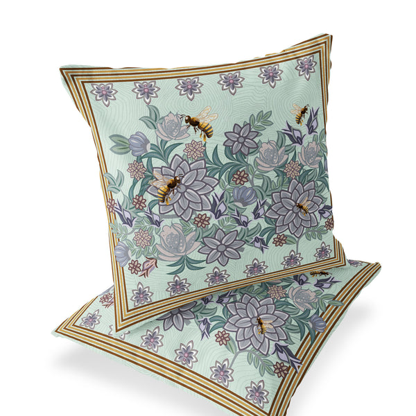 Homeroots Set Of Two 16" Green Bee Does Not Apply Indoor Outdoor Throw  Polyester 535818