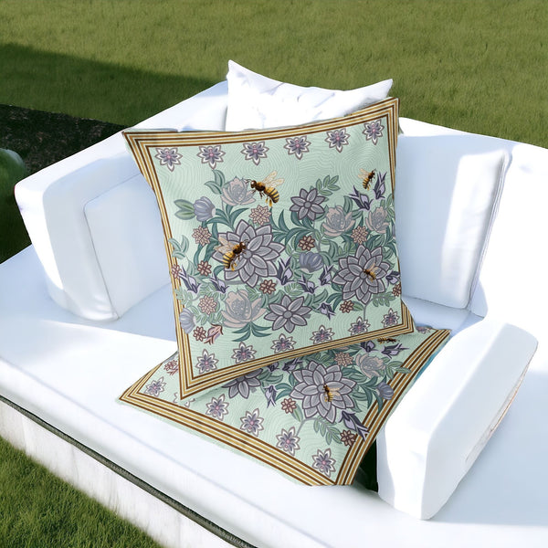 Homeroots Set Of Two 16" Green Bee Does Not Apply Indoor Outdoor Throw  Polyester 535818