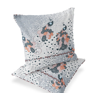Homeroots Set Of Two 16" X 16" Gray Peacock Blown Seam Indoor Outdoor Throw Pillow  Polyester 535819