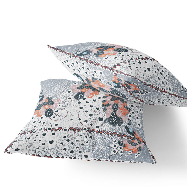 Homeroots Set Of Two 16" X 16" Gray Peacock Blown Seam Indoor Outdoor Throw Pillow  Polyester 535819