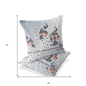 Homeroots Set Of Two 16" X 16" Gray Peacock Blown Seam Indoor Outdoor Throw Pillow  Polyester 535819