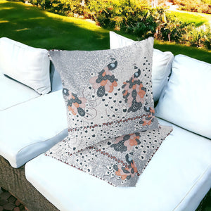 Homeroots Set Of Two 16" X 16" Gray Peacock Blown Seam Indoor Outdoor Throw Pillow  Polyester 535819