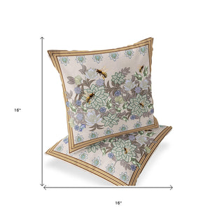 Homeroots Set Of Two 16" X 16" Green Bee Blown Seam Indoor Outdoor Throw Pillow  Polyester 535820