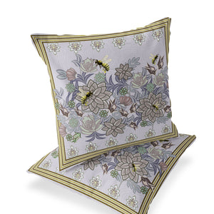 Homeroots Set Of Two 16" X 16" Purple Bee Blown Seam Indoor Outdoor Throw Pillow  Polyester 535821