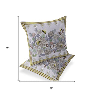 Homeroots Set Of Two 16" X 16" Purple Bee Blown Seam Indoor Outdoor Throw Pillow  Polyester 535821