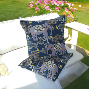 Homeroots Set Of Two 16" X 16" Blue And Gray Elephant Indoor Outdoor Throw Pillow  Polyester 535828