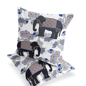 Homeroots Set Of Two 16" X 16" Black And Gray Elephant Indoor Outdoor Throw Pillow  Polyester 535829