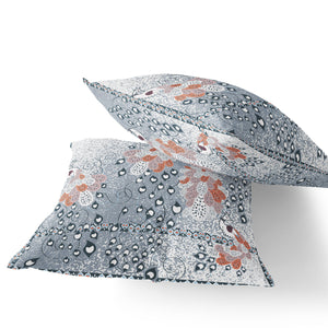 Homeroots Set Of Two 16" X 16" Blue And Gray Peacock Indoor Outdoor Throw Pillow  Polyester 535830