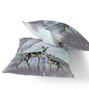 Homeroots Set Of Two 16" X 16" Black And Purple Deer Abstract Indoor Outdoor Throw Pillow  Polyester 535834