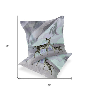 Homeroots Set Of Two 16" X 16" Black And Purple Deer Abstract Indoor Outdoor Throw Pillow  Polyester 535834