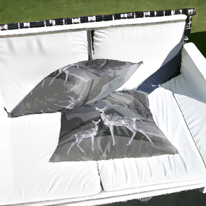 Homeroots Set Of Two 16" X 16" Black And Silver Deer Abstract Indoor Outdoor Throw Pillow  Polyester 535835