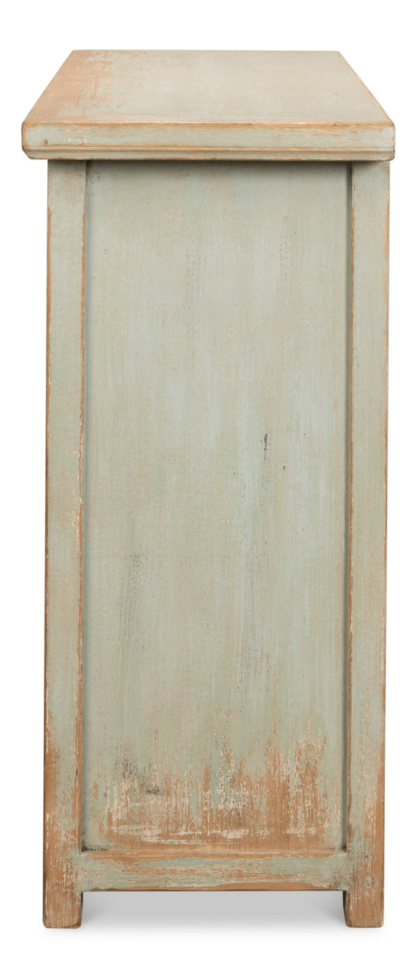 Sarreid Isla Entrance Commode In Sage Finish - Elegant Pine Wood Design For Stylish Home Interiors Green  53584-4