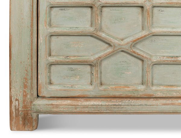 Sarreid Isla Entrance Commode In Sage Finish - Elegant Pine Wood Design For Stylish Home Interiors Green  53584-4