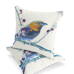 Homeroots Set Of Two 16" X 16" Purple And White Bird Indoor Outdoor Throw Pillow  Polyester 535841