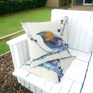 Homeroots Set Of Two 16" X 16" Purple And White Bird Indoor Outdoor Throw Pillow  Polyester 535841