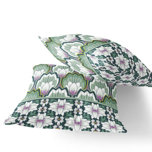 Homeroots Set Of Two 16" X 16" Green And Pink Botanical Indoor Outdoor Throw Pillow  Polyester 535846