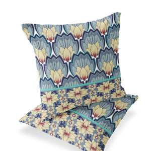 Homeroots Set Of Two 16" X 16" Gray And Yellow Botanical Indoor Outdoor Throw Pillow  Polyester 535848