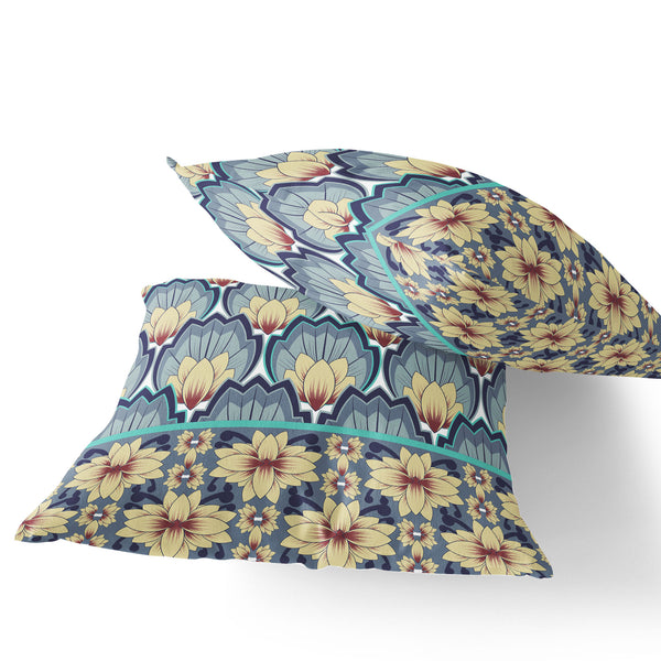 Homeroots Set Of Two 16" X 16" Gray And Yellow Botanical Indoor Outdoor Throw Pillow  Polyester 535848