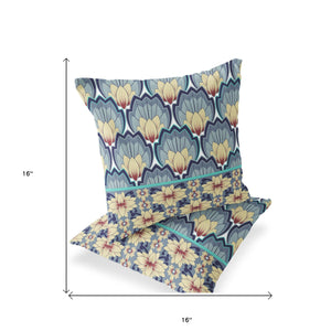 Homeroots Set Of Two 16" X 16" Gray And Yellow Botanical Indoor Outdoor Throw Pillow  Polyester 535848