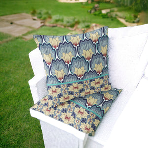 Homeroots Set Of Two 16" X 16" Gray And Yellow Botanical Indoor Outdoor Throw Pillow  Polyester 535848