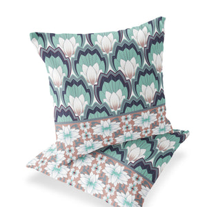 Homeroots Set Of Two 16" X 16" Green And White Botanical Indoor Outdoor Throw Pillow  Polyester 535850