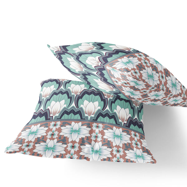 Homeroots Set Of Two 16" X 16" Green And White Botanical Indoor Outdoor Throw Pillow  Polyester 535850