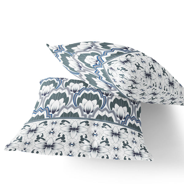 Homeroots Set Of Two 16" X 16" Gray And White Botanical Indoor Outdoor Throw Pillow  Polyester 535851