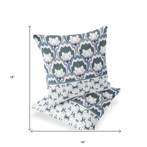 Homeroots Set Of Two 16" X 16" Gray And White Botanical Indoor Outdoor Throw Pillow  Polyester 535851