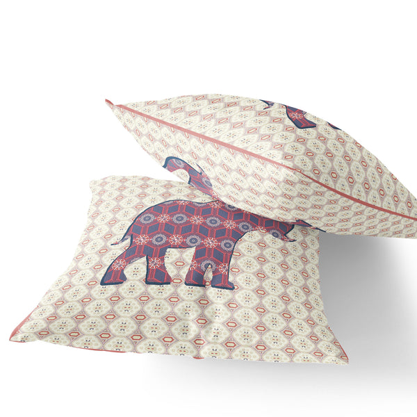 Homeroots Set Of Two 16" X 16" Blue And Yellow Elephant Eclectic Indoor Outdoor Throw Pillow  Polyester 535852