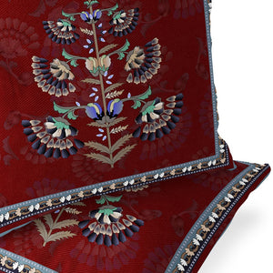 Homeroots Set Of Two 16" Green And Red Indoor Outdoor Throw Pillow  Polyester 535858