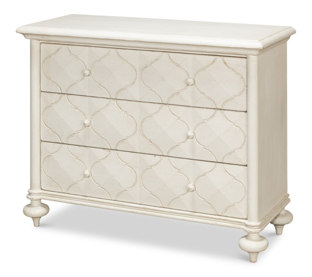 Sarreid Sommeil 3 Drawer Commode In Antique White - Elegant Pine Wood Storage Solution For Your Home White  53586-3